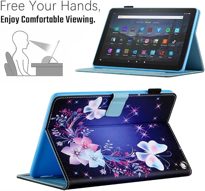 Case for Kindle Fire HD 10 &amp Fire HD 10 Plus 13th/11th Generation 2023 2021 | Synthetic Leather Flip Folio Stand Cover with Auto Wake/Sleep for Kindle Fire HD 10 &amp Fire HD 10 Plus Beach