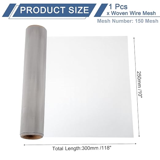 uxcell 150 Mesh 118" x 10" Woven Wire Mesh, 316 Stainless Steel Air Vent Filter