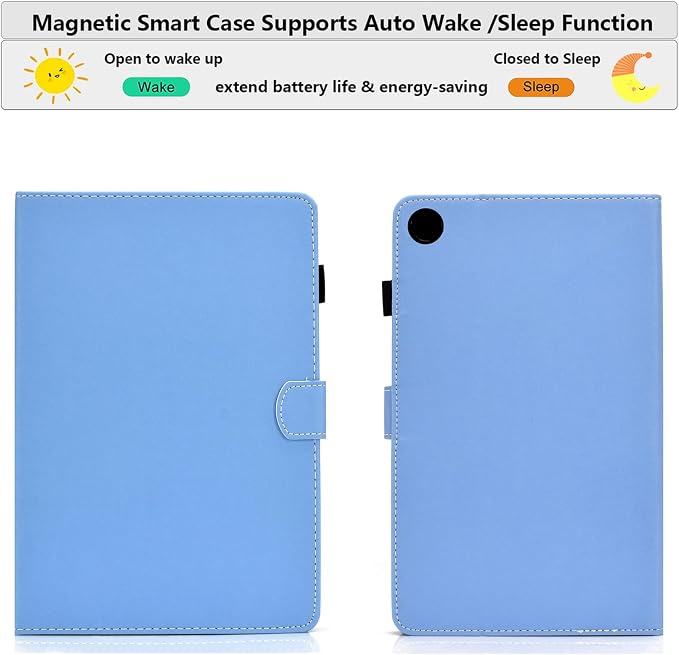 Fire HD 8 Case Slim Folding Stand Auto Wake/Sleep Wallet Case with Cards/Cash Holder for Amazon Fire HD 8(8th/7th/6th Gen 2018/2017/2016 Release)-Black