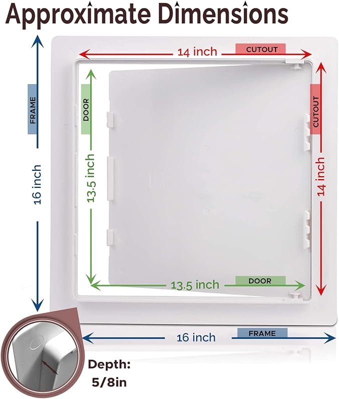 Morvat Access Panel 14x14 Inch for Drywall & Ceiling with Door, Heavy-Duty Durable ABS Plastic & Easy Install Access Box Wall Hole Cover Plate for Plumbing & Electrical Cable & Wiring, White, 20-Pack