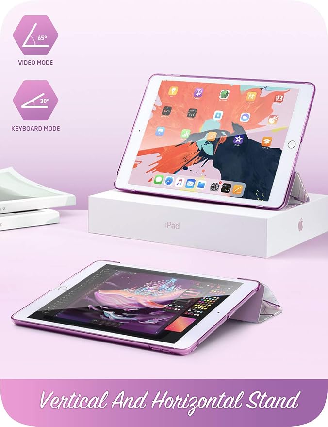 i-Blason Cosmo Lite Case for New iPad 8th/7th Generation iPad 10.2 2020 2019 Case Slim Trifold Stand Smart Case Translucent Hard Back Protective Cover with Auto Sleep/Wake (Ameth)