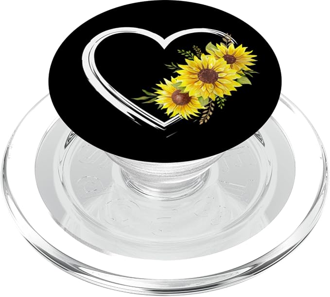 Heart Outline With Sunflowers PopSockets Adhesive PopGrip