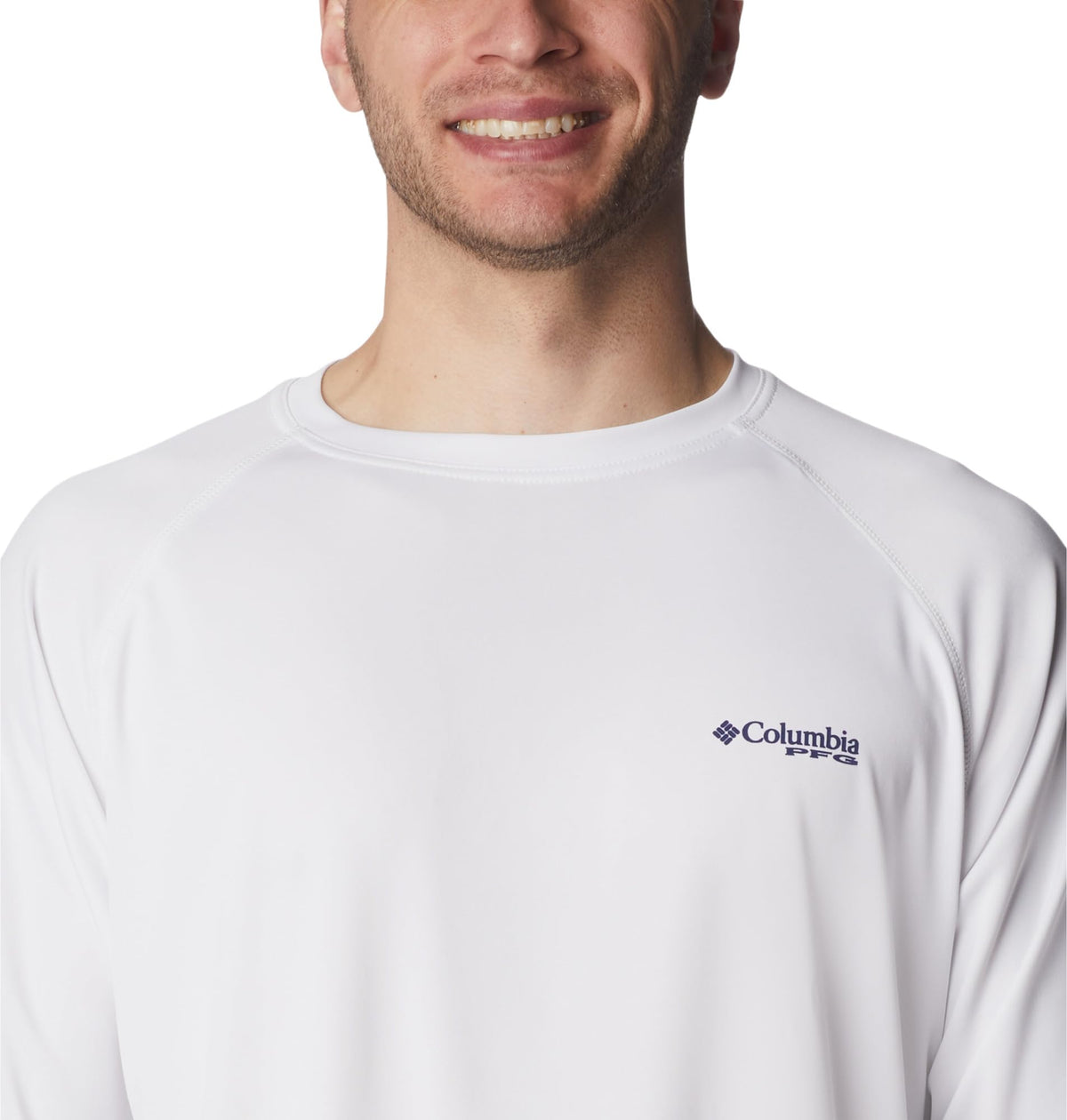 Columbia Men's PFG Terminal Tackle Long Sleeve Fishing Shirt, White/Nightshade Logo, 5X Tall
