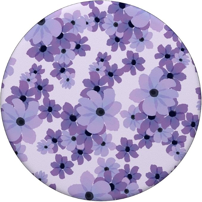 Purple Flowers Pattern Pop-Up Socket Grip-Flowers Floral PopSockets PopGrip for MagSafe