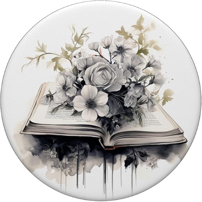 Reading Books and Flowers Librarian Book Lover Floral PopSockets PopGrip for MagSafe