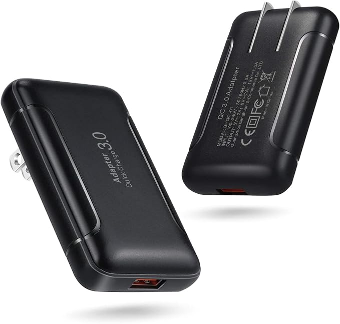Eversame Ultra Slim Flat Portable USB Wall Charger Plug 2 Pack Black