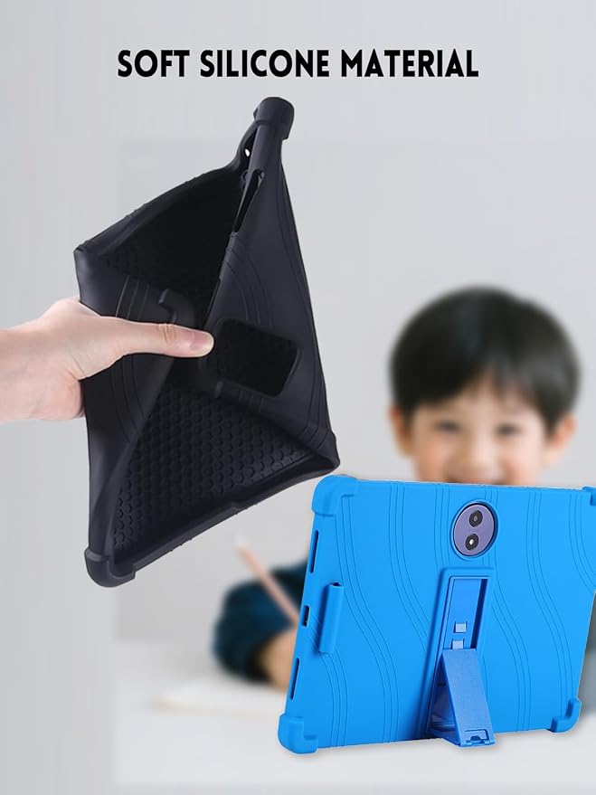 Case for TCL TAB A1 Plus Android Tablet 12.2 Inch (Dark Black) | (Model 9445X) Soft Silicone Kids Friendly Protective Cover with Adjustable Stand Drop-Proof