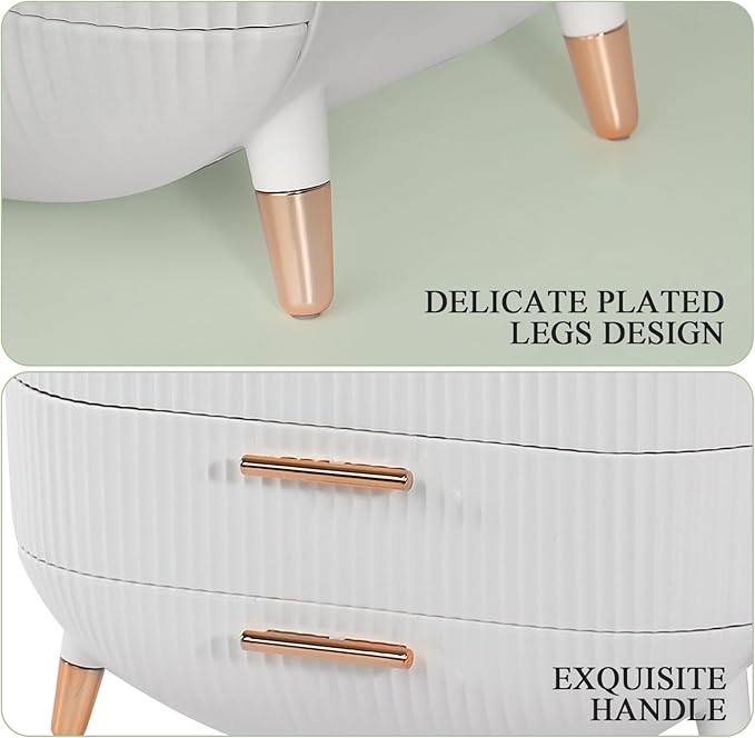 MASSY Egg Shape(Oval) Makeup Storage Box, Countertop Portable Vanity Cosmetics Organizer Preppy