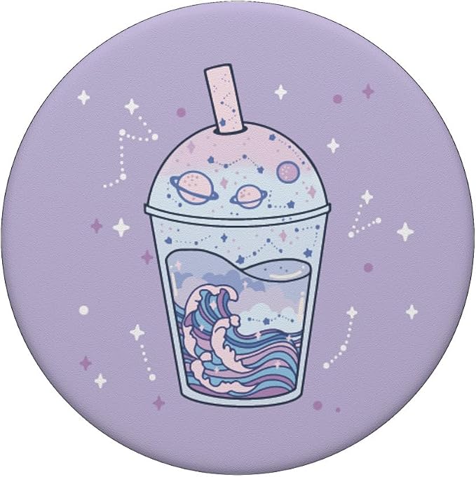 Kawaii Aesthetic Cute Boba Milk Tea Lover Japanese Waves Art PopSockets Adhesive PopGrip
