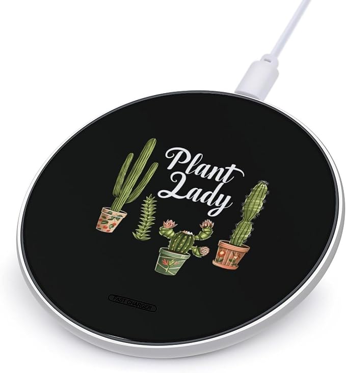 Plant Lady Wireless Charger SlimWireless Charging Pad Anti-Slip Charger Mat for Men Women