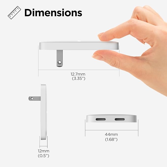 (3 Pack) Galvanox Dual USB-C Flat Wall Charger - Fast Charging Ultra Slim Outlet Plug Multi Port Type C for iPhone 13 14 iPhone 15 Pro Max and Samsung Galaxy Phones (20W)