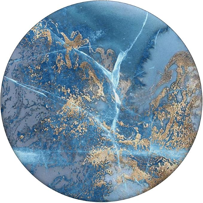 Faux-Gold-Blue-Marble-Effect Blu-Marbled-Design PopSockets Adhesive PopGrip