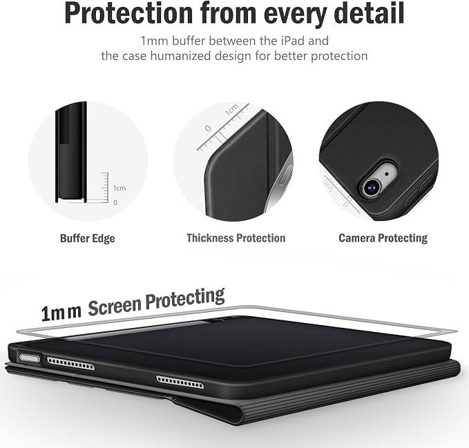 Antbox for iPad Air 13 Inch Case 2026 M4 /2025 M3 /2024 M2 Black | Built-in Pencil Holder Supports Pencil Pro and Pencil (USB-C) Auto Sleep/Wake PU Leather iPad Air 13'' Cover