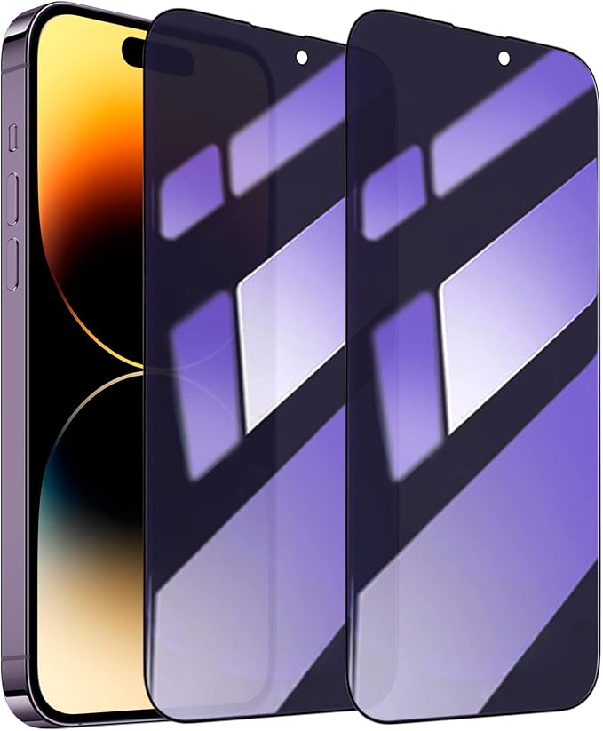 2 Pack Compatible with iPhone 12 Pro Max Privacy Screen Protector Anti-Spy Anti-Blue Light Eye Protection Tempered Glass Film Scratch Resistant Full Coverage Case Friendly