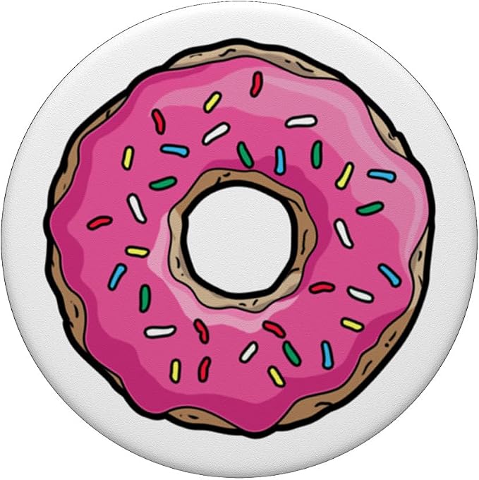 Pink Donut Sprinkles Funny Food Doughnut Lovers PopSockets Adhesive PopGrip