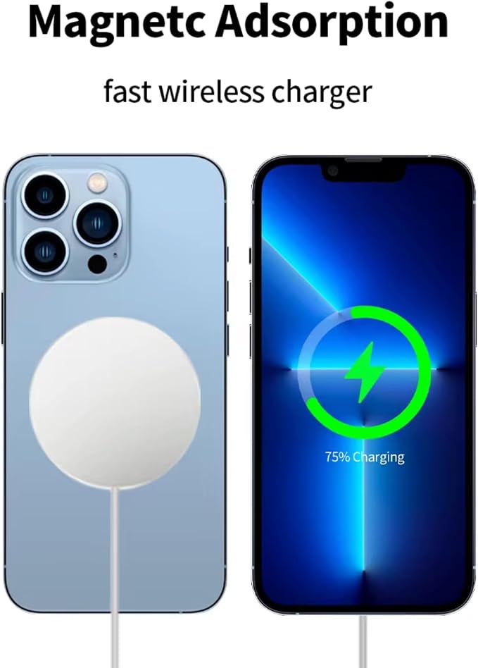 Magnetic Wireless Fast Charger for iPhone 16 15 14 13 12 Series &amp Earbuds 4-2 Pro Strong Magnet Aluminum Alloy USB-C/A Ports Ultra-Thin &amp Portable Ideal for Desk &amp Bedside (White)