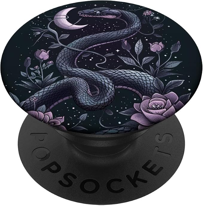 Vintage Snake Purple Flower Witchy Moon Phases PopSockets PopWallet for MagSafe