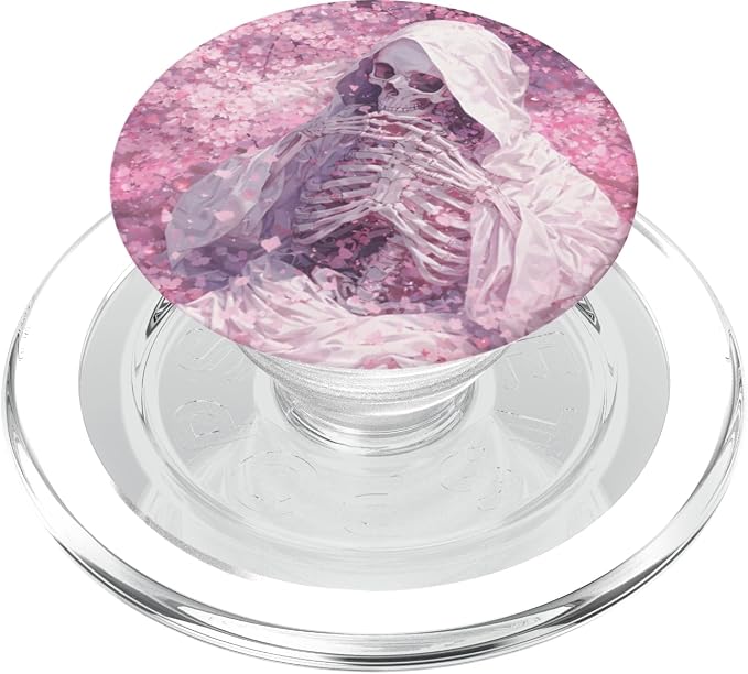 Pink Gothic Skeleton Floral Illustration Print PopSockets PopWallet for MagSafe