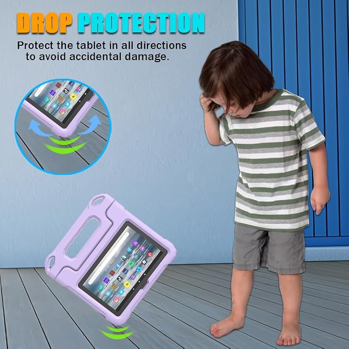 Kids Case for Amazon Fire 7 Tablet Case (12th Generation 2022)Blue | Lainergie Lightweight Easy to Carry Shockproof Kids Friendly Durable Hight Quality EVA Material Cover with Handle Stand