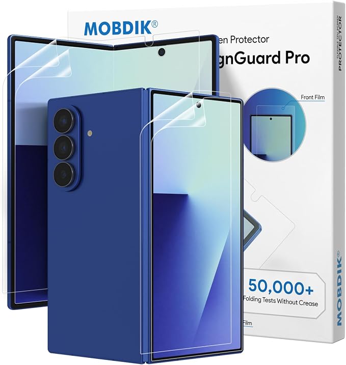 MOBDIK Screen Protector for Galaxy Z Fold 7 Front &amp Inner Flexible Film | 2 Pack TPU Film AlignGuard Pro Easy Alignment Auto-Repair Bubble Free Ultra HD High Sensitivity