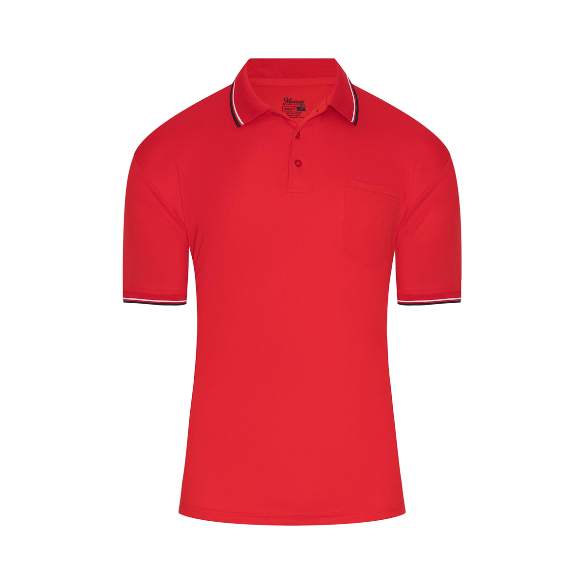 Murray Sporting Goods Short Sleeve Polo Baseball and Softball Umpire Shirt - Sized for Chest Protector (Red, Small)