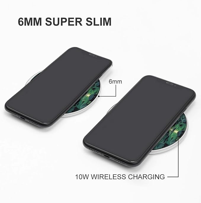 Northern Lights Wireless Charger with Aluminum Alloy Frame Qi Certified Fast Wireless Charging Pad 10W Charging Station Portable Phone Charger for All Wireless Charging Phone