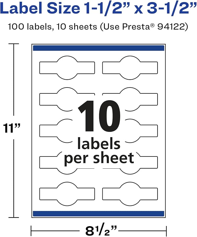 Avery Glossy White Wraparound Band Labels, Sure Feed Technology, 1.5" x 3.5", Cigar Band Labels, 100 Total, Print-to-The-Edge, Permanent Adhesive, Laser/Inkjet Printable