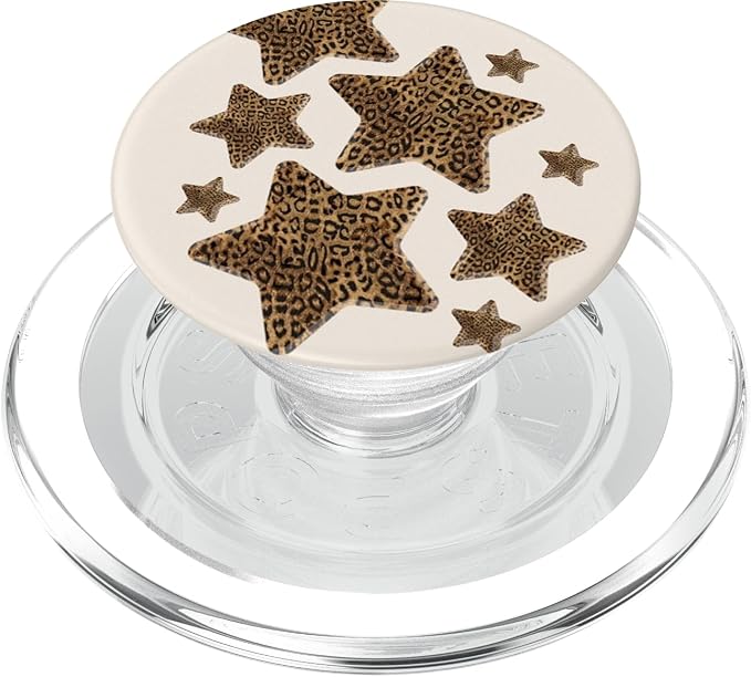 Cute Aesthetic Stars Cheetah Pattern Leopard Print Girly Y2k PopSockets Adhesive PopGrip