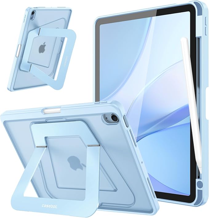 Fintie Shockproof Case for iPad Air 11-inch &amp iPad Air 5th/4th Gen 10.9 in | Slim Frosted Hard Back Cover Multi-Angle Viewing Built-in Kickstand &amp Pencil Holder Anti-Scratch Black