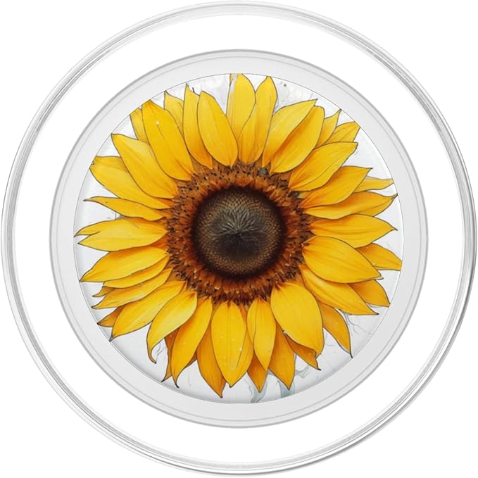 Yellow Sunflower Bloom Illustration Print PopSockets PopWallet for MagSafe