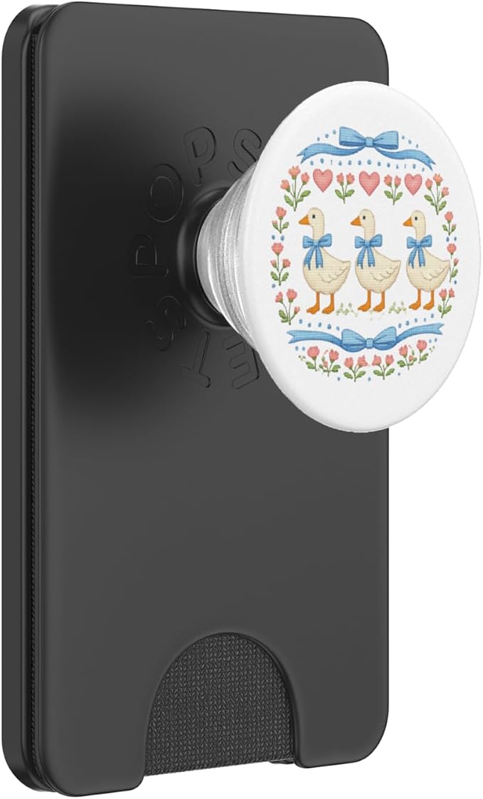 Vintage Geese with Bows Flowers and Hearts 80's Style Goose PopSockets PopGrip for MagSafe