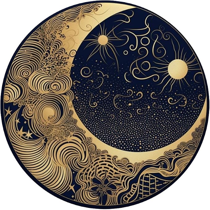 Golden Blue Crescent Moon Celestial Aesthetic Chic Boho PopSockets Adhesive PopGrip