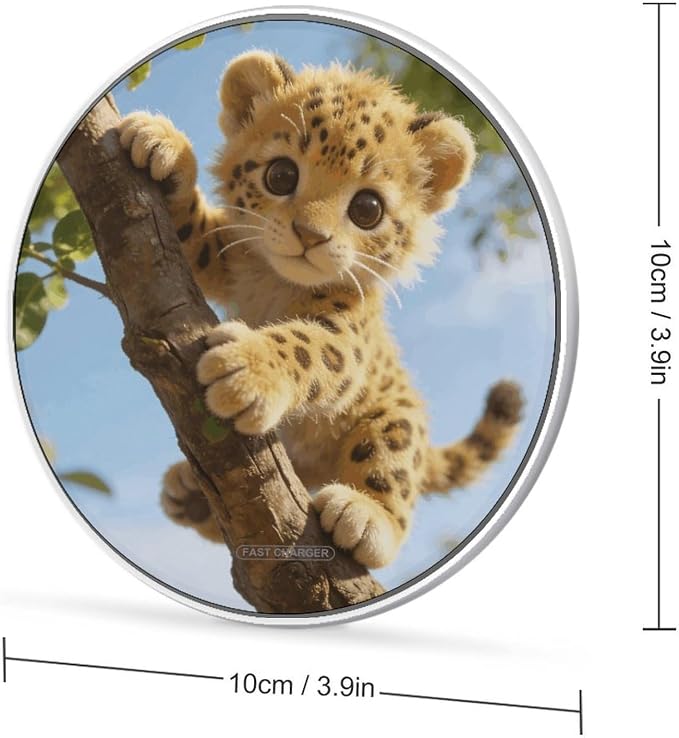 Leopard Style Wireless Charger Portable Fast Charging Pad Lightweight Wireless Charging Pad 10W Slim Charging Station for Phone Charger Mat for Travel Home Office Desk
