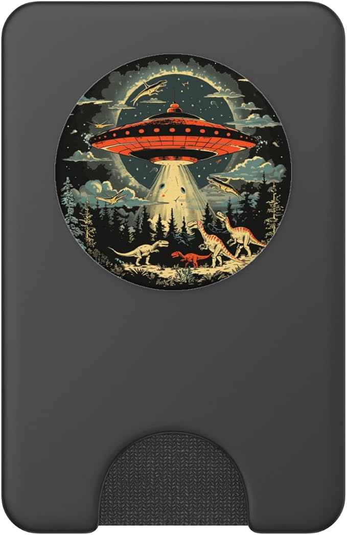 Alien Lover Flying Saucer UFO Abduction Dinosaur PopSockets Adhesive PopGrip
