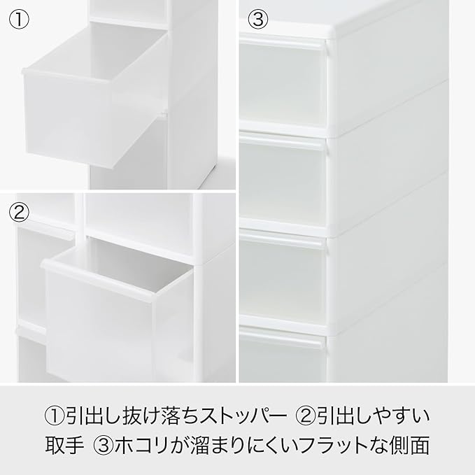 like-it TS-111A Laundry Storage Gap Stocker, 3 Tiers Width 7.3 x Depth 18.3 x Height 35.8 inches (18.7 x 46.5 x 91 - 93.5 cm), White, Made in Japan