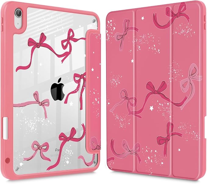 Tuiklol for iPad Pro 11 Inch 4th / 3rd / 2nd / 1st Gen (2022 2021 2020 2018) Case -Built-in Pencil Holder Shockproof Cover Clear Transparent Back Shell with Auto Wake/Sleep Black Flower
