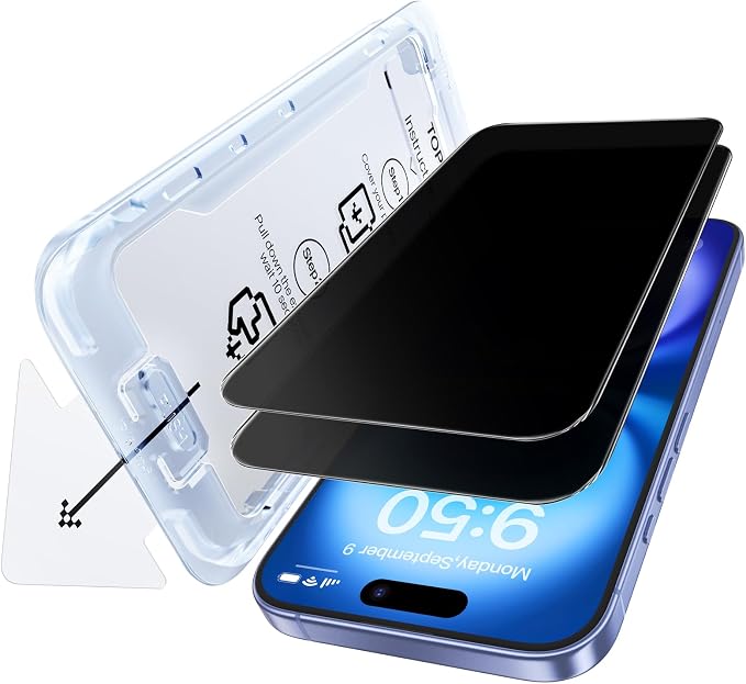 SMARTDEVIL 2 Pack Privacy Screen Protector for iPhone 14 Anti-Spy Tempered Glass 9H Hardness Scratch Resistant Easy Installation Bubble Free Case Friendly
