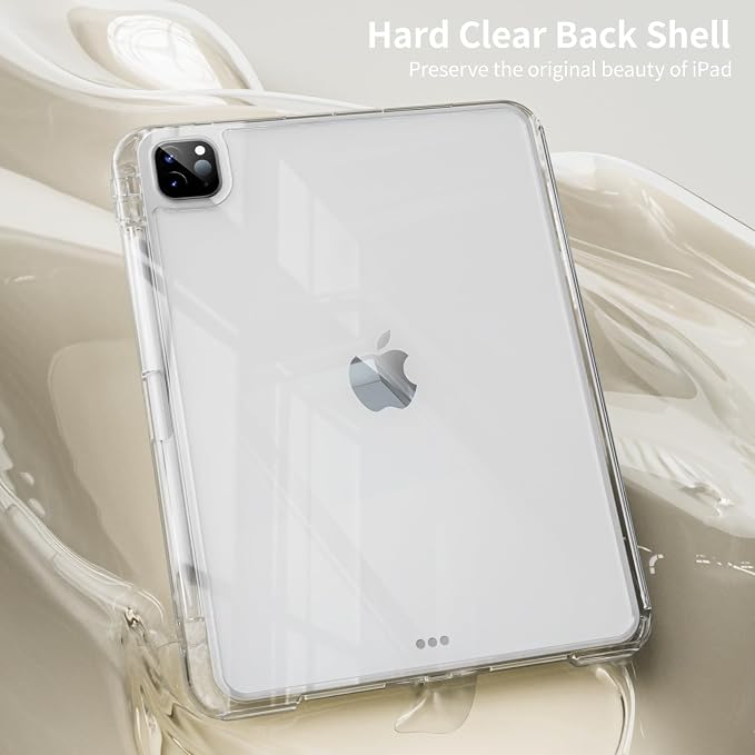 Case for iPad Air 13 Inch Case M4/M3/M2 (2026/2025/2024) Pro 12.9 Inch (6th/5th Gen 2022/2021) 2 in 1 Detachable Cover with Clear Hard Back Supports Touch ID Auto Wake/Sleep Black