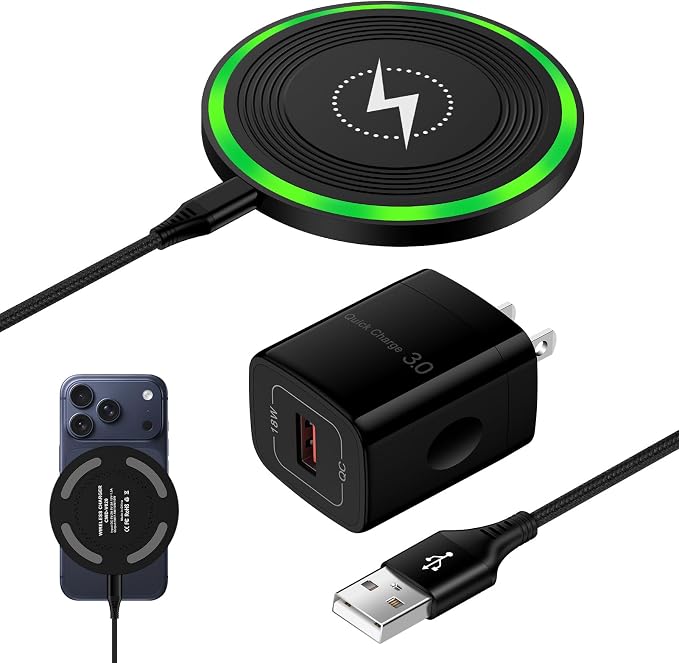 15W Wireless Charger Fast Charging Pad with Adapter for Samsung Galaxy S26 | Android Phone Charger Wireless Charging Station Mat for Galaxy S25 FE S24+ Z Flip7 Google Pixel 10 Pro Fold/10 Pro/9 Pro/9