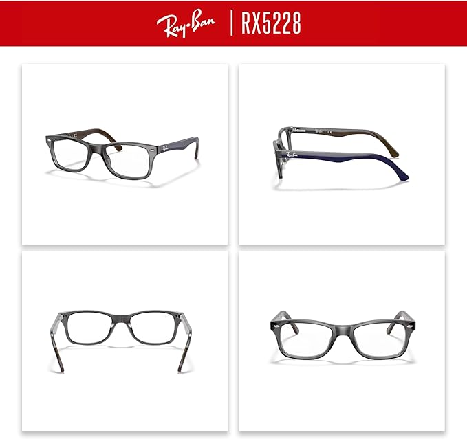 Ray-Ban RX5228 Square Eyeglasses for Men for Women +BUNDLE with ACCESSORY EYEWEAR KIT