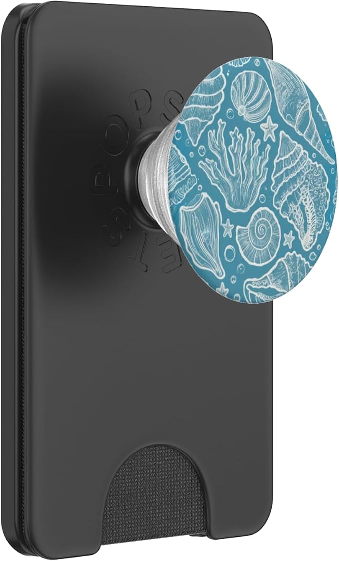 Aqua Seashell Coral Pattern PopSockets PopGrip for MagSafe
