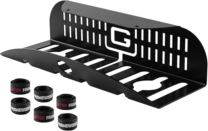 Gator Frameworks Metal Cable Management System - Mounts Under Desk for a Clutter Free Space with 1" Sapced Slots and (6) Cable Ties, (GFW-CBLMGM-MTL)