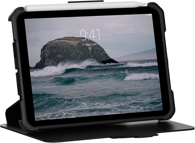 URBAN ARMOR GEAR UAG Designed for iPad mini Case (6th Gen 2021) Rugged Smooth Exterior Material Heavy Duty Multi-Angle Viewing Folio Stand with Pencil Holder Metropolis SE Protective Cover Black