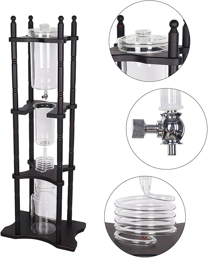 Josbuynls Cold Drip Coffee Maker, 2000ml Large Capacity Glass Dutch Coffee Dripper Ice Drip Coffee Tower w/Stable Base for Commercial Office