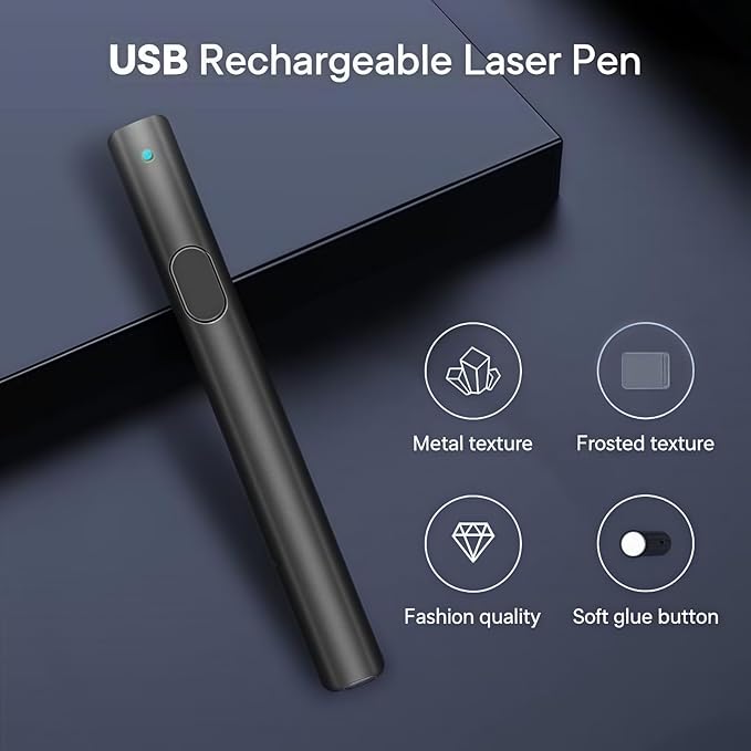 M Monoie Green Laser Pointer 1000ft Long Range, High Visibility Bright Beam, Metal Body Pen, for Teachers, Construction, Realtors, Presentations, Outdoor Use (Grey/Green Light)