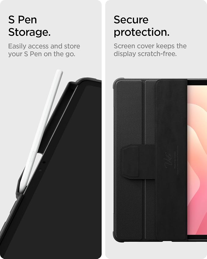 Spigen for Galaxy Tab S10 FE Plus Case (2025) Rugged Armor Pro Protective Tri-Fold Cover and S Pen Holder 13.1 inch Black