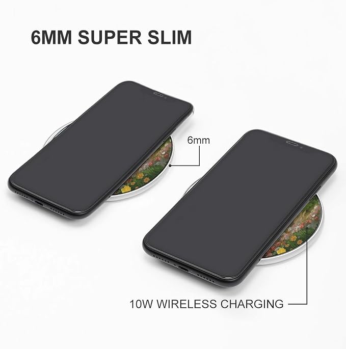 Spring Landscape Wireless Charger 10W Portable Fast Wireless Charging Pad Compatible with Phone Slim Charging Station Lightweight Charger Mat Charging Block for Travel Home Office