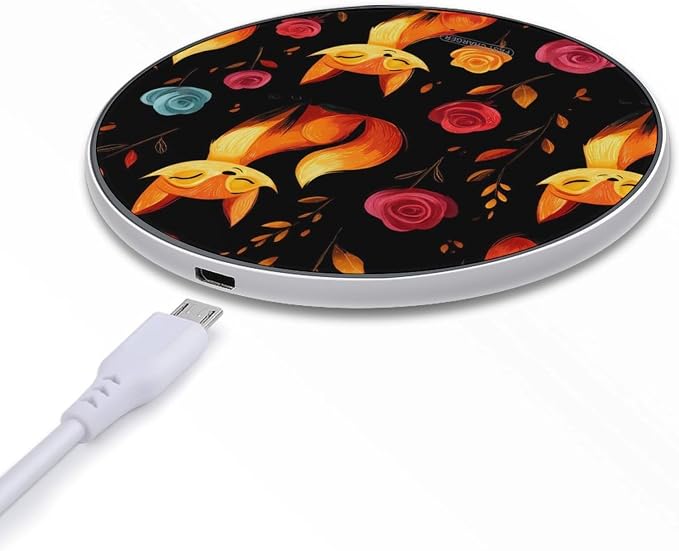 Cute Foxes Rose Wireless Charger Portable Charging Pad | LightweightAll Smartphone