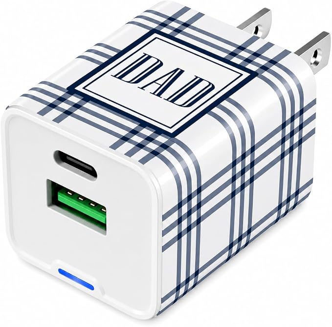 Classy Chargers DAD 20W GaN Fast Charger Gift Set Dual USB-C &amp USB-A Wall Adapter with Universal 3-in-1 Charging Cable for Man (Golf Dad)