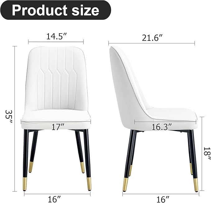 Dining Chairs Set of 4，Modern Dining Chairs, Equipped with PU Leather Backrest Cushions and Metal Legs, Suitable for Restaurants, Kitchens, and Dining Room Chairs